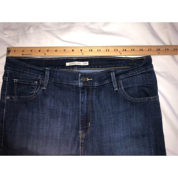 Levis Jeans 721 High Rise Skinny 16W Blue Raw Hem Stretch Dark Wash 5 Pocket - Picture 4 of 7